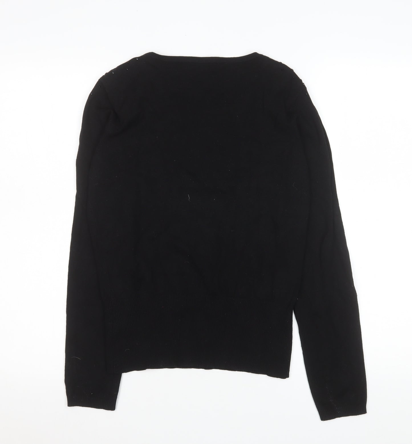 Betty Jackson Black Women's Black Beaded Knit Top Size 12