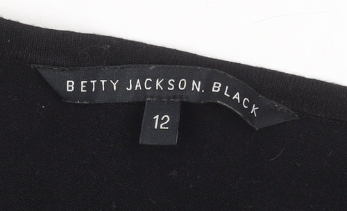 Betty Jackson Black Women's Black Beaded Knit Top Size 12