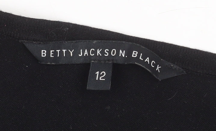 Betty Jackson Black Women's Black Beaded Knit Top Size 12
