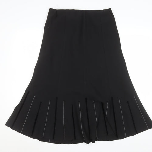 Platform Women's Black Size 12 Pleated Flare Midi Skirt Polyester Blend
