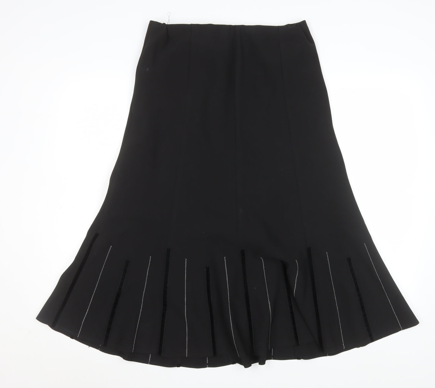 Platform Women's Black Size 12 Pleated Flare Midi Skirt Polyester Blend