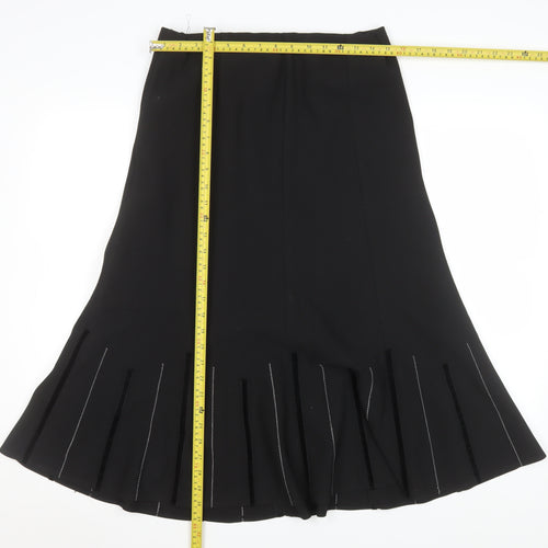 Platform Women's Black Size 12 Pleated Flare Midi Skirt Polyester Blend