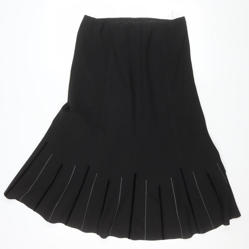 Platform Women's Black Size 12 Pleated Flare Midi Skirt Polyester Blend