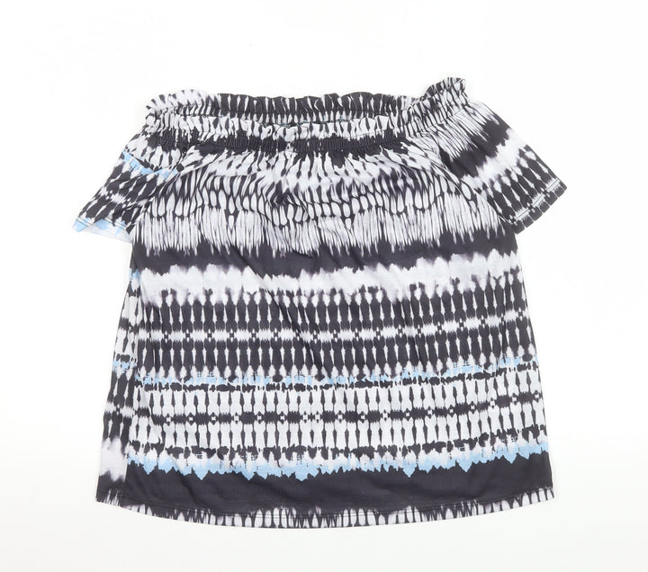 Peacocks Womens Multicoloured Off Shoulder Cotton Blouse Size 8