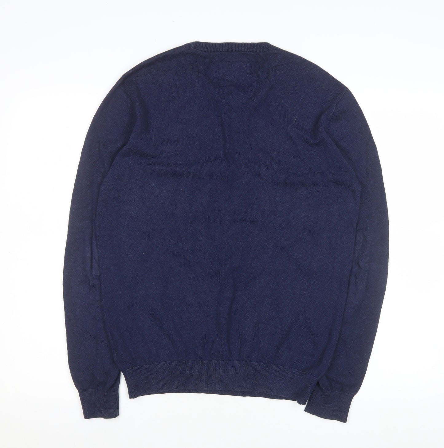 Jack Wills Men's Blue Cotton Cashmere Crew Neck Jumper Size S