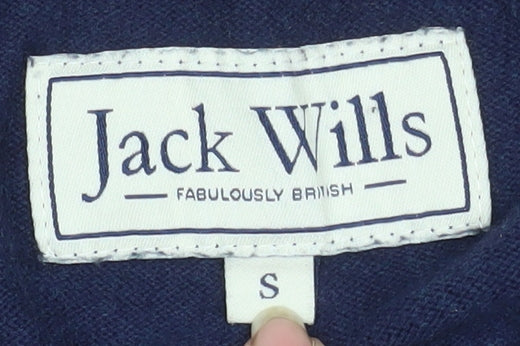 Jack Wills Men's Blue Cotton Cashmere Crew Neck Jumper Size S