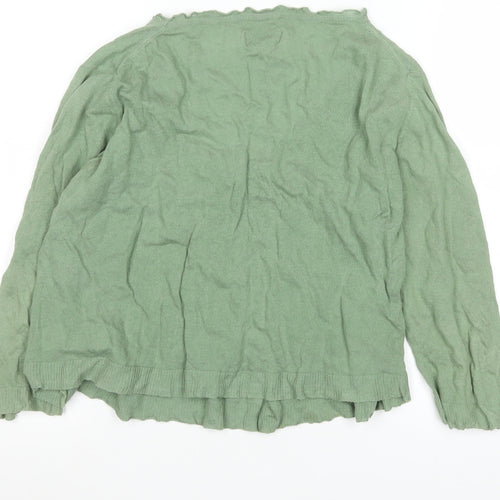 Jigsaw Women’s Green V-Neck Long Sleeve Cotton Knit Top M