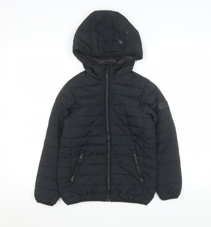 Jack & Jones Boys Black Hooded Puffer Jacket Size 8 Years Winter Coat