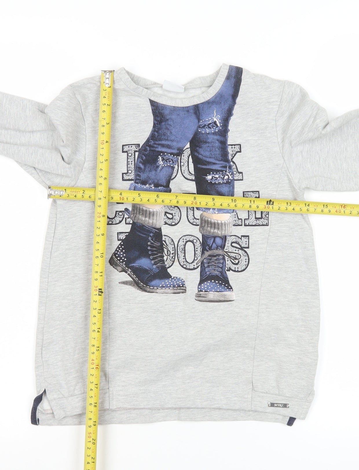 Mayoral Girls Grey Long Sleeve Graphic Pullover T-Shirt 9 Years