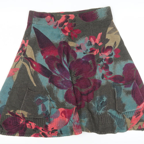 Anna Scott Women's Multicoloured Floral A-Line Knit Skirt Size 8