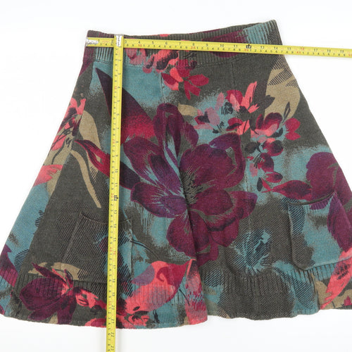 Anna Scott Women's Multicoloured Floral A-Line Knit Skirt Size 8