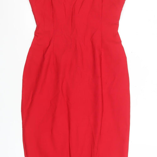 Vesper Women Red Bodycon Stretch Knee Length Dress Size 8