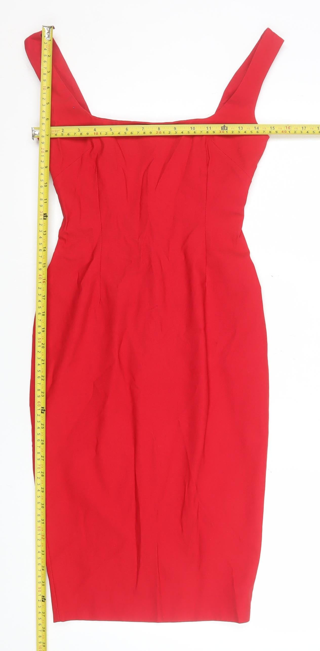 Vesper Women Red Bodycon Stretch Knee Length Dress Size 8
