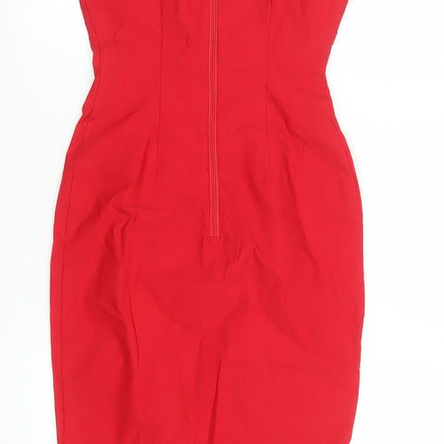 Vesper Women Red Bodycon Stretch Knee Length Dress Size 8