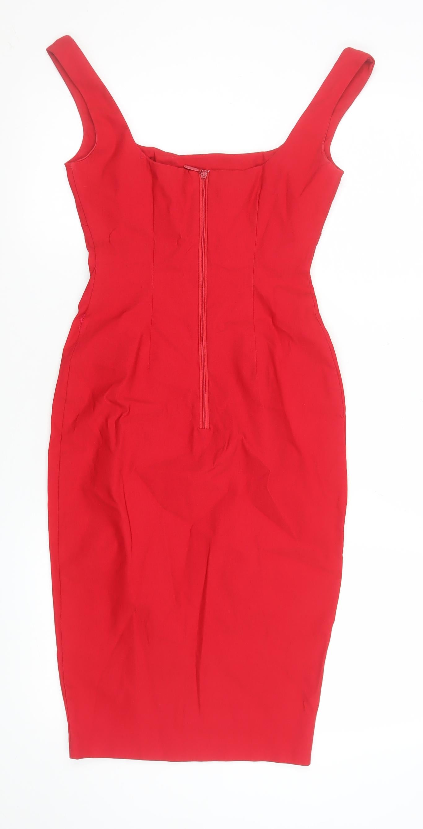 Vesper Women Red Bodycon Stretch Knee Length Dress Size 8