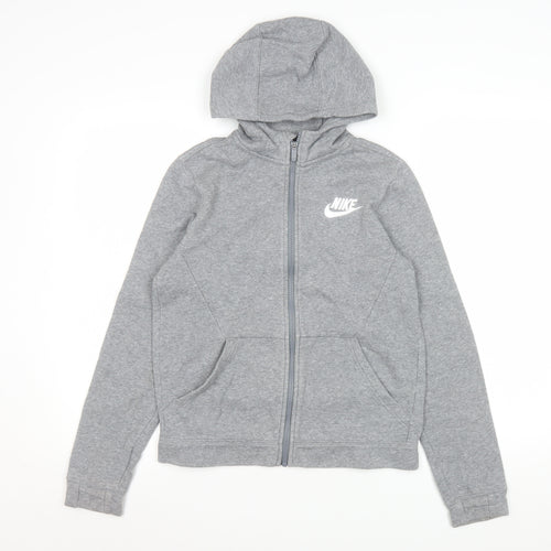Nike Teens Grey Full Zip Hooded Sports Jacket L