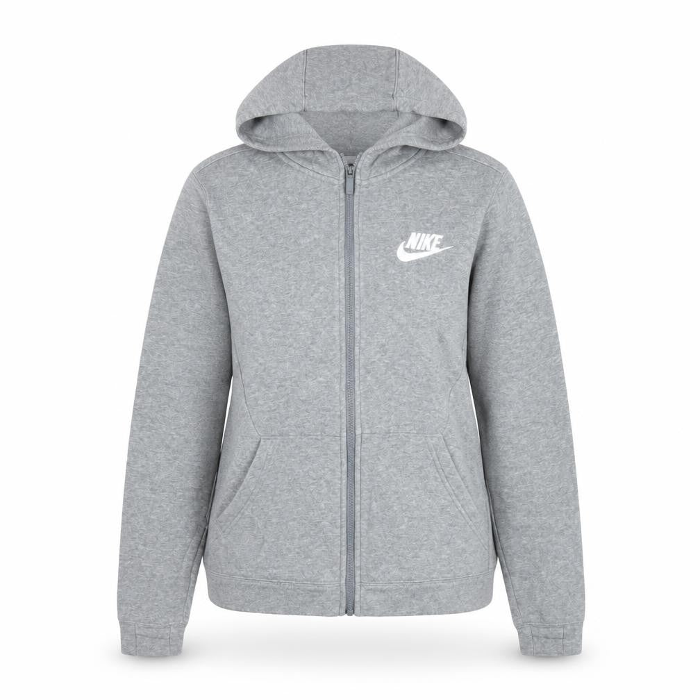Front view of Nike Teens Grey Full Zip Hooded Sports Jacket L