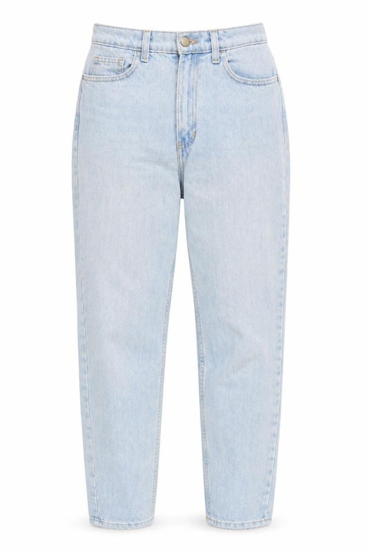 Front view of American Apparel Women Blue, size 8, High Rise Mom Jeans