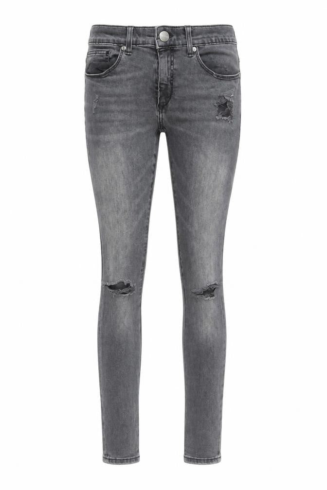 Front view of River Island Women's Grey Distressed Skinny Jeans, size 28/32