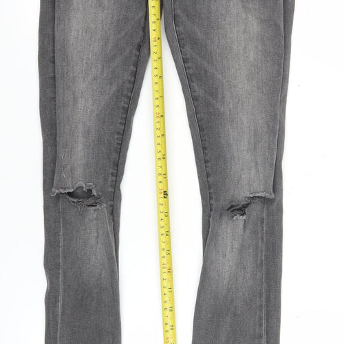 River Island Women's Grey Distressed Skinny Jeans Size 28/32