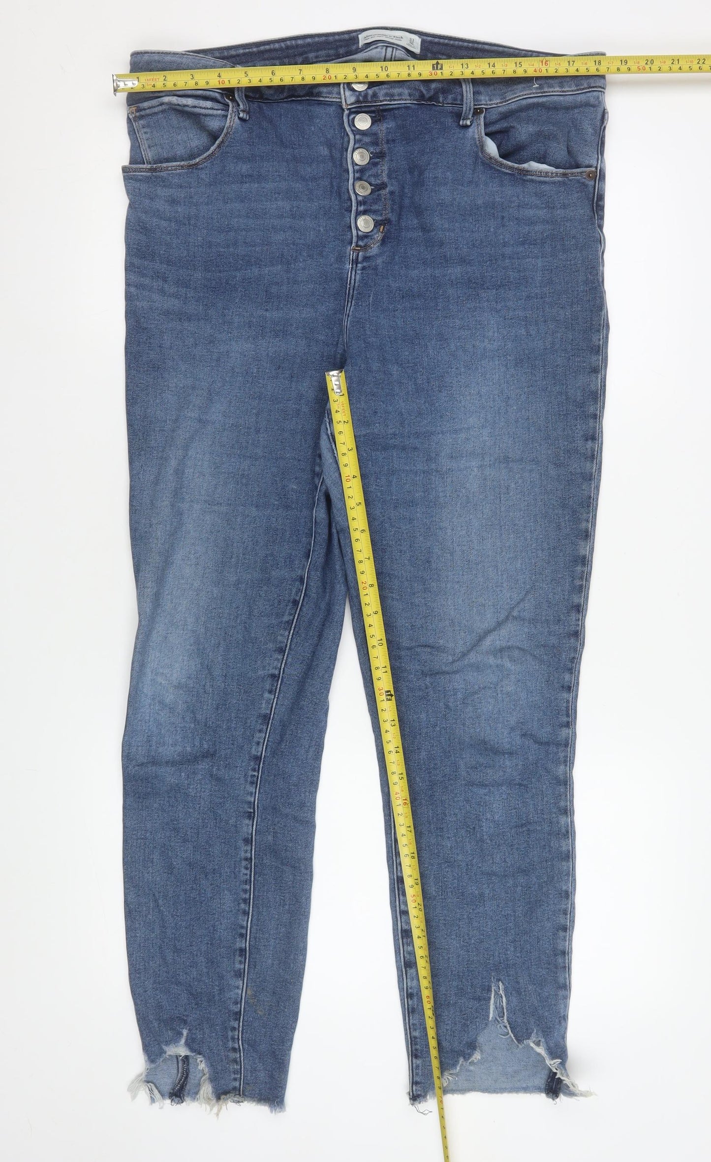 Abercrombie & Fitch Women's Blue 16L High Rise Super Skinny Ankle Jeans