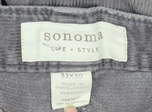 Sonoma Life + Style Women's Grey Corduroy Chino Trousers 32x30
