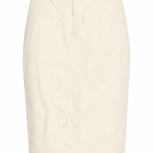 Boohoo Blue Women's Beige Cotton Pencil Skirt UK 10 Knee Length