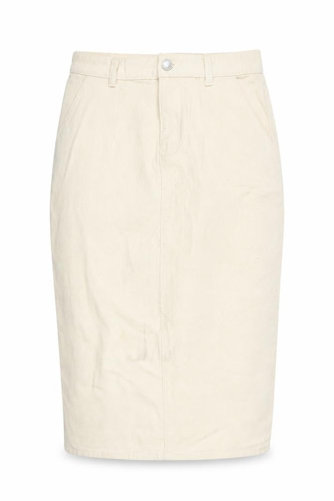 Boohoo Blue Women's Beige Cotton Pencil Skirt UK 10 Knee Length