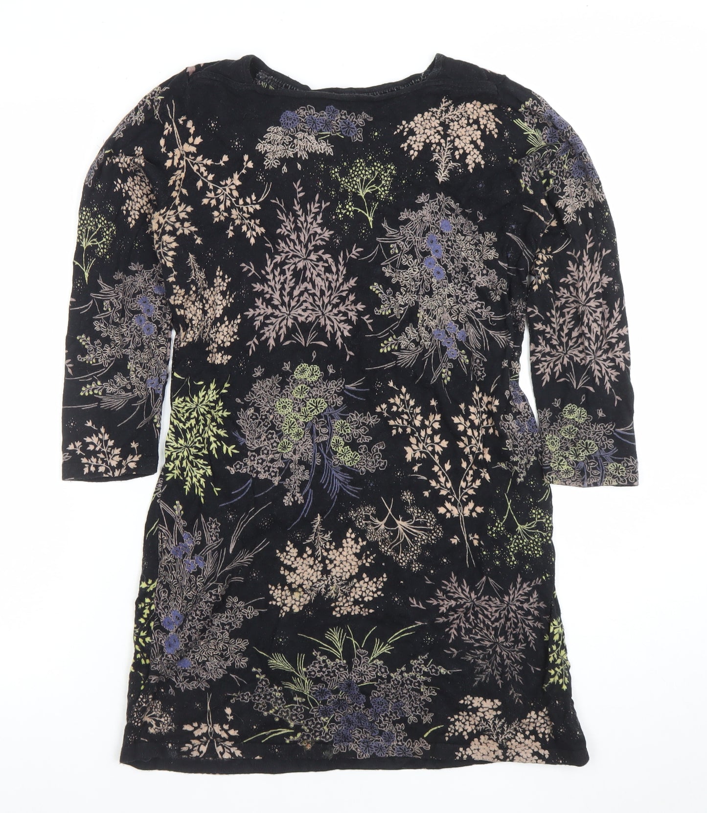 Next Women's Black Floral Velvet Shift Dress Size 8