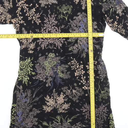 Next Women's Black Floral Velvet Shift Dress Size 8