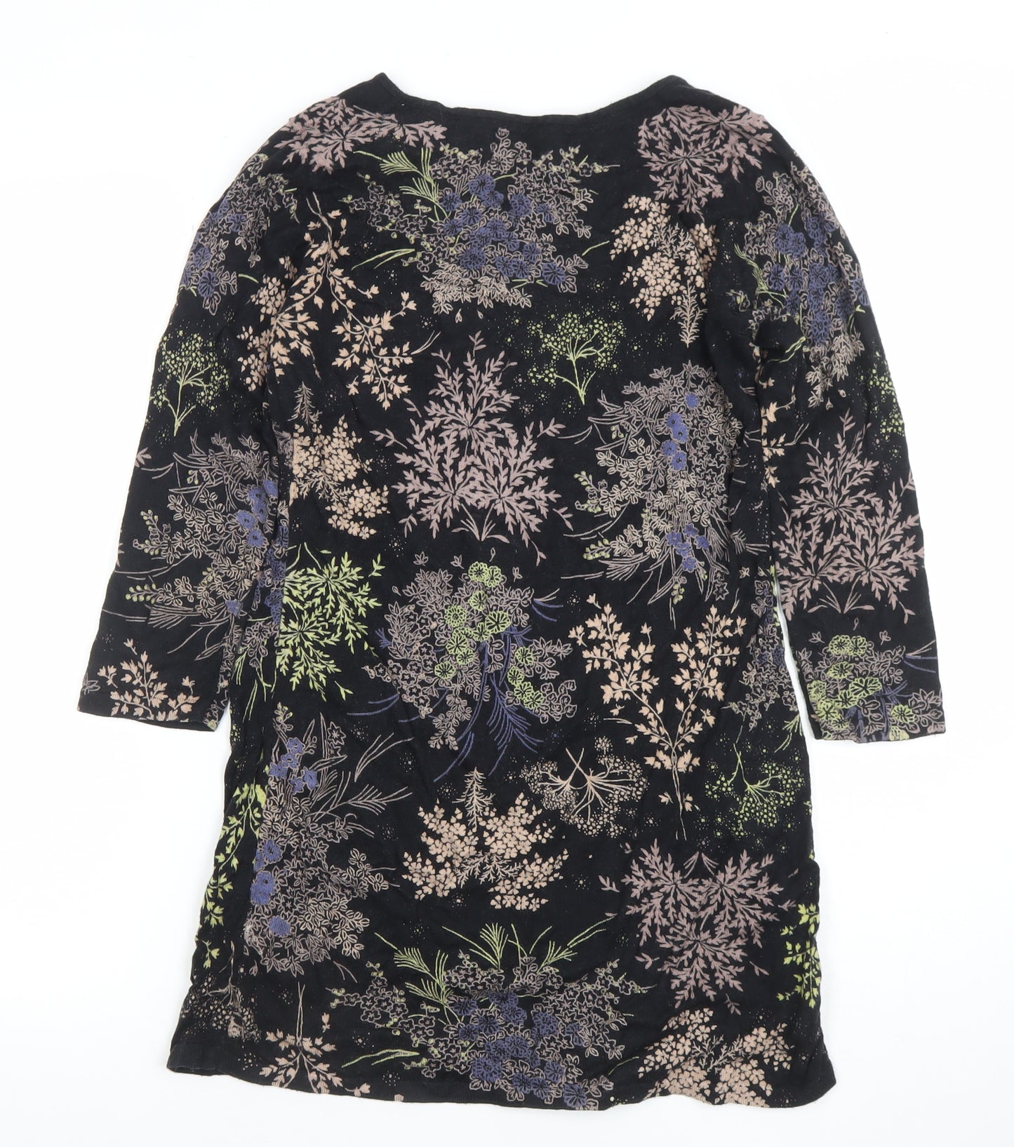 Next Women's Black Floral Velvet Shift Dress Size 8