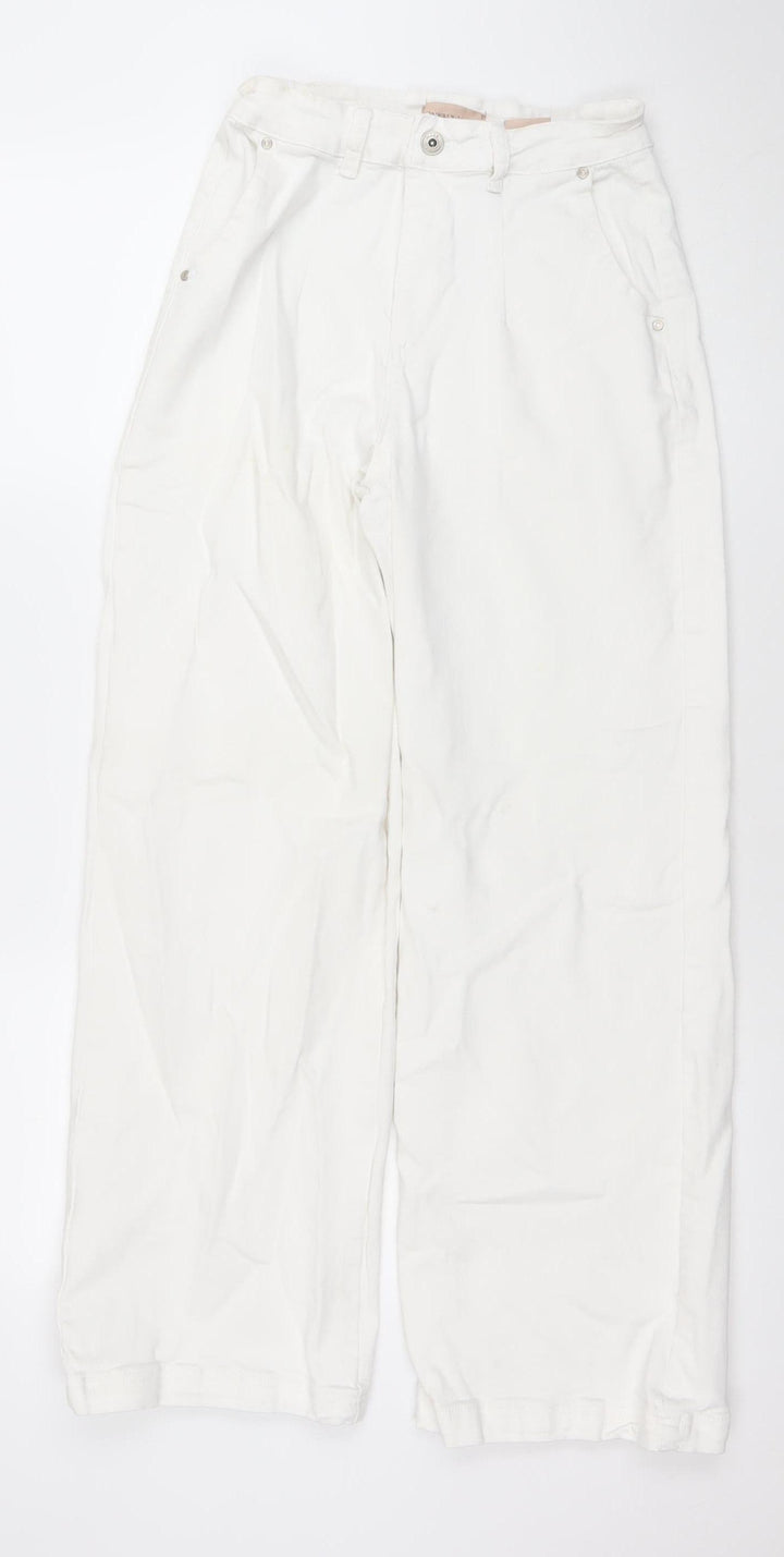 Zara Women White Straight Regular Mid Rise Stretch Jeans Size 9