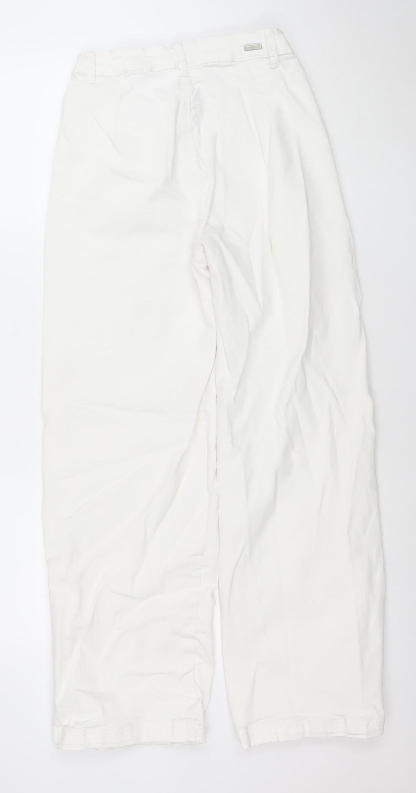 Zara Women White Straight Regular Mid Rise Stretch Jeans Size 9