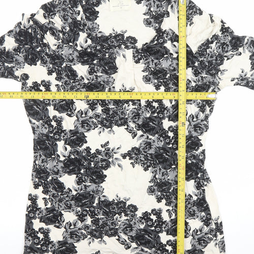 Next Women Black Floral Scoop Neck T-Shirt Size 16