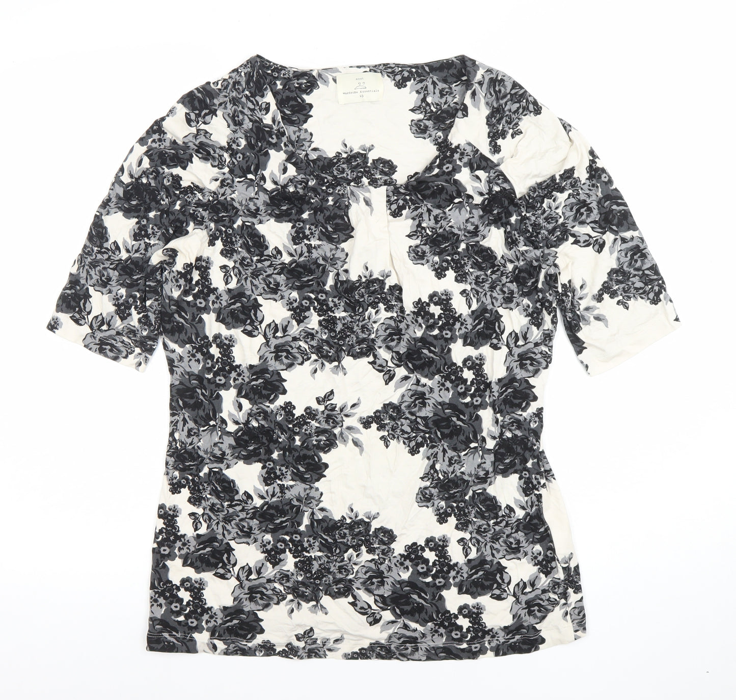 Next Women Black Floral Scoop Neck T-Shirt Size 16