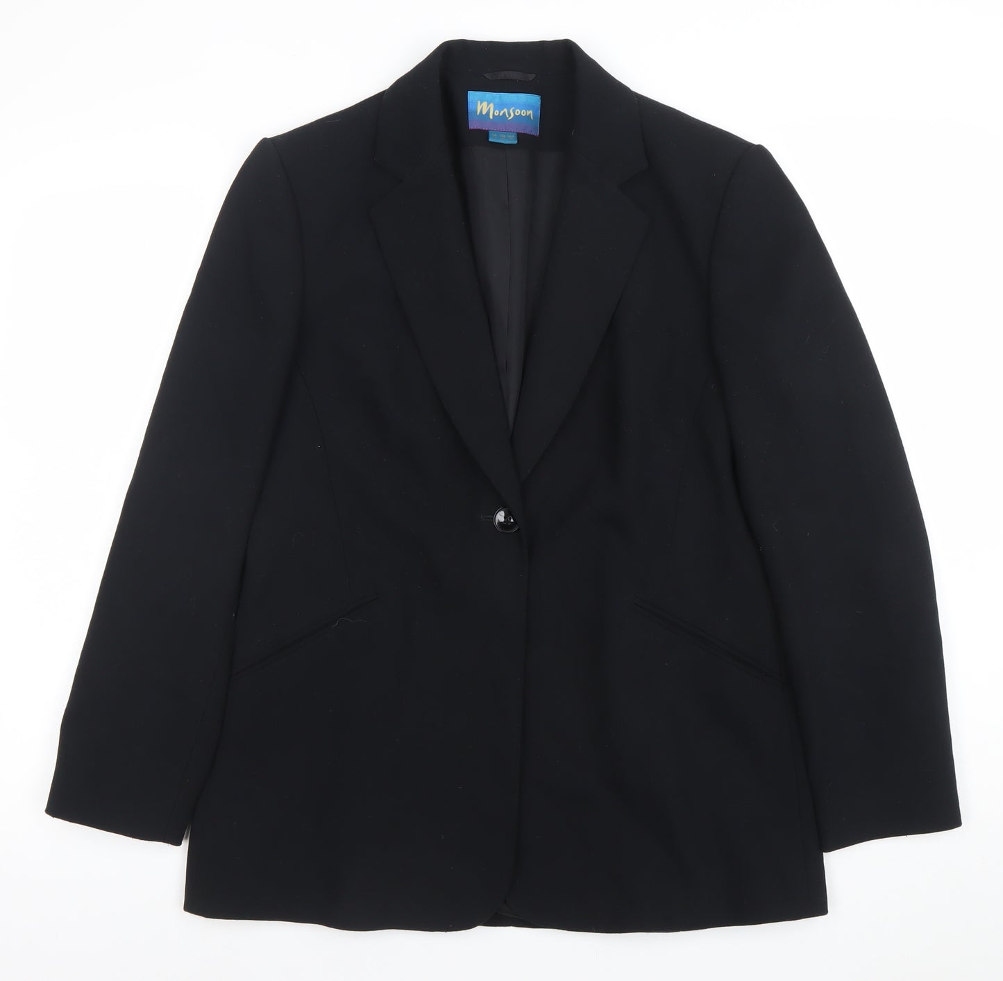 Monsoon Women’s Black Blazer Size 12 Regular Fit Single-Breasted Jacket