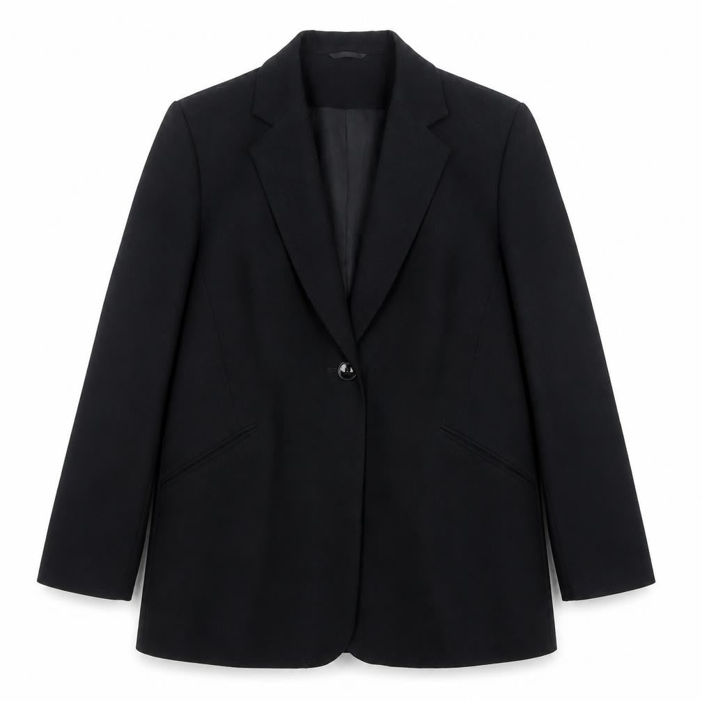 Front view of Monsoon Women’s Black Blazer, size UK 12, Regular Fit Single-Breasted Jacket