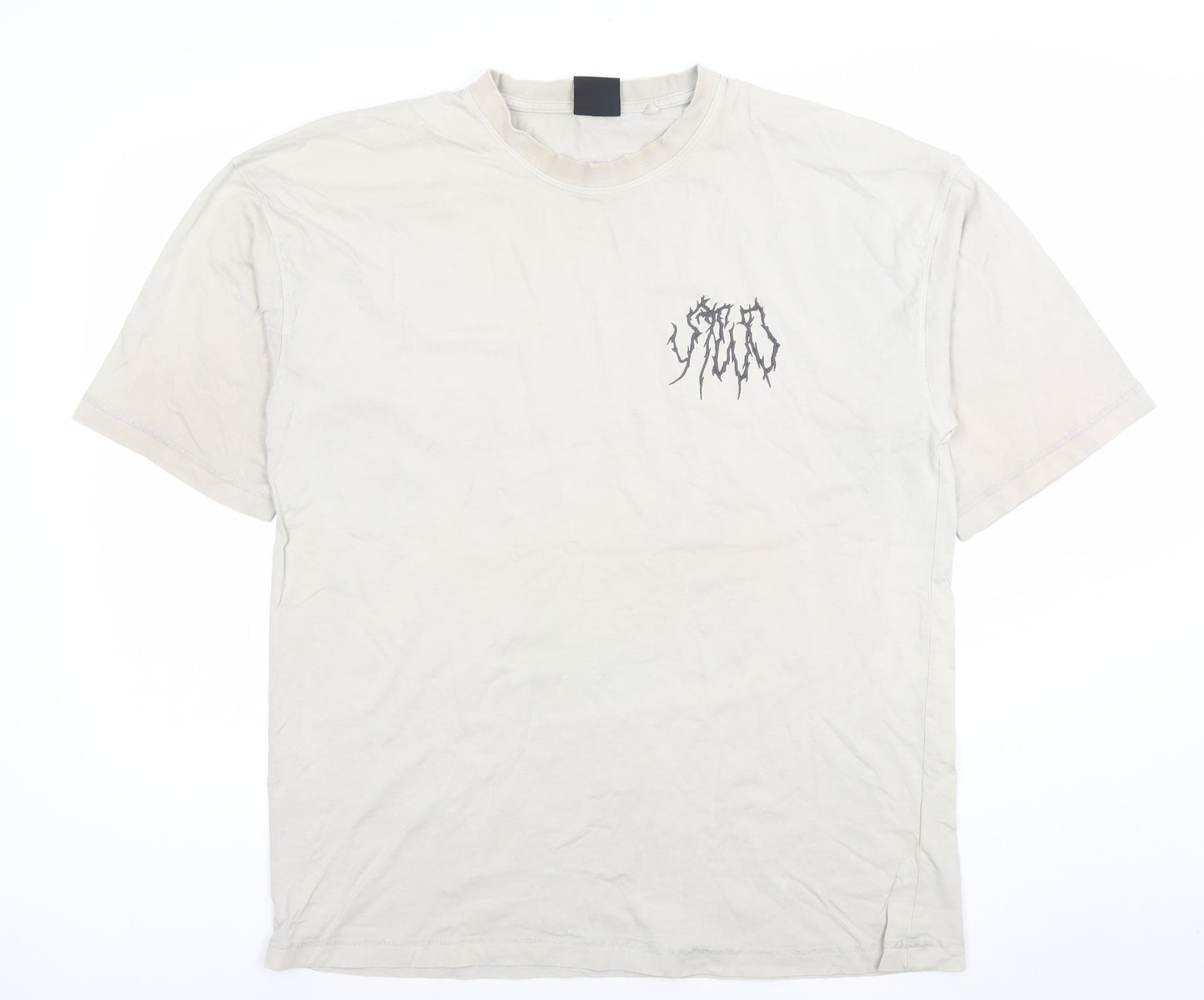 Sixth June Men’s Beige Gothic Graphic Print Cotton T-Shirt Size L