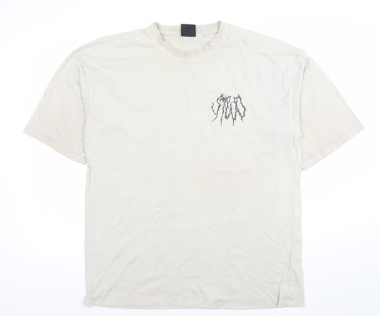 Sixth June Men’s Beige Gothic Graphic Print Cotton T-Shirt Size L