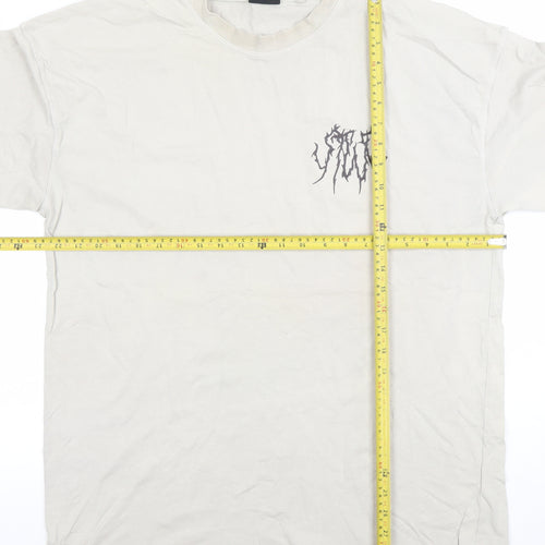 Sixth June Men’s Beige Gothic Graphic Print Cotton T-Shirt Size L