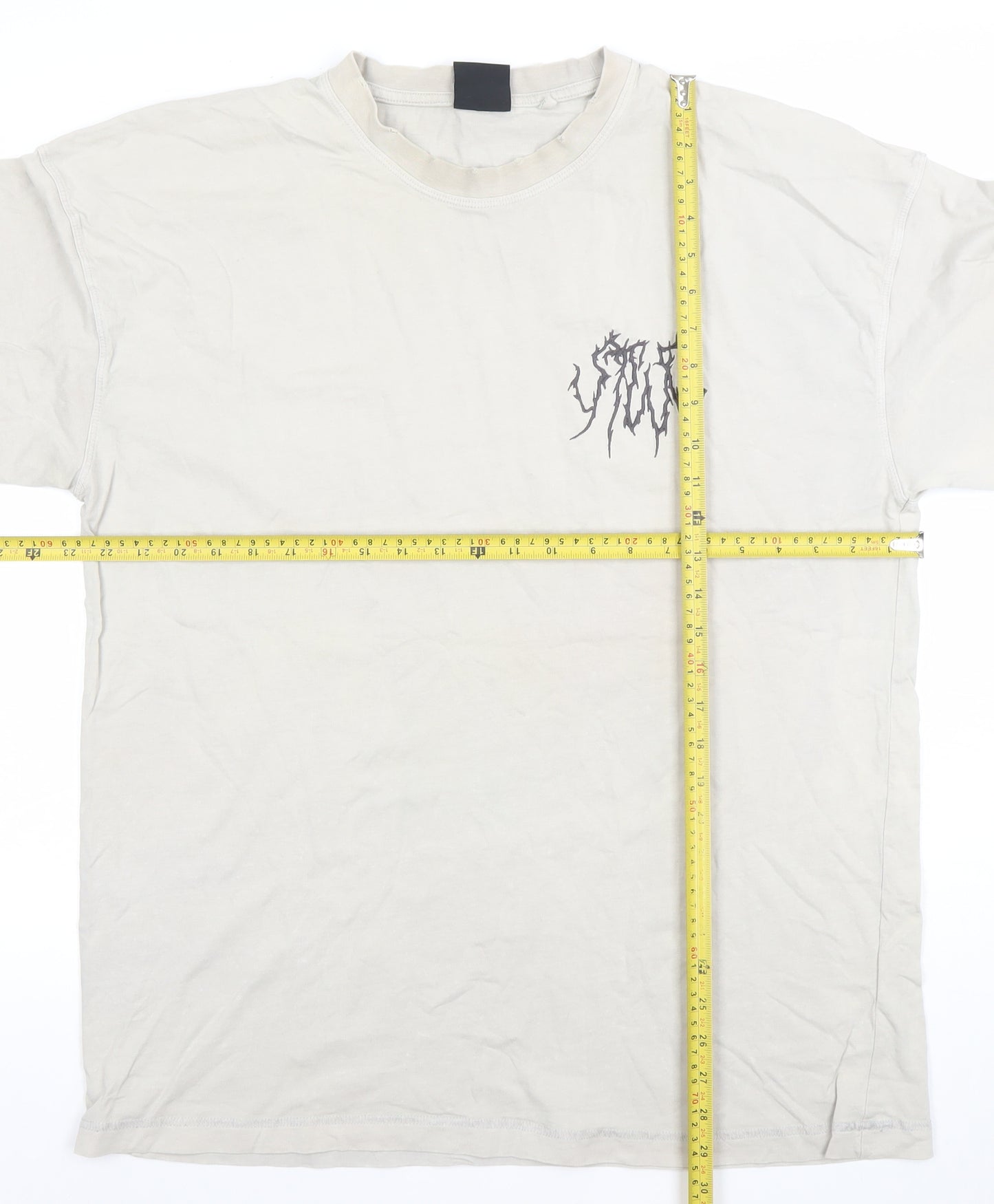 Sixth June Men’s Beige Gothic Graphic Print Cotton T-Shirt Size L