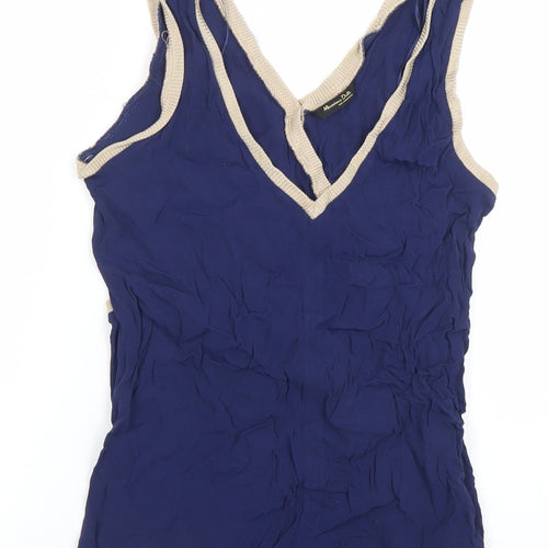 Massimo Dutti Women's Blue V-Neck Wrap Tank Top Size 12