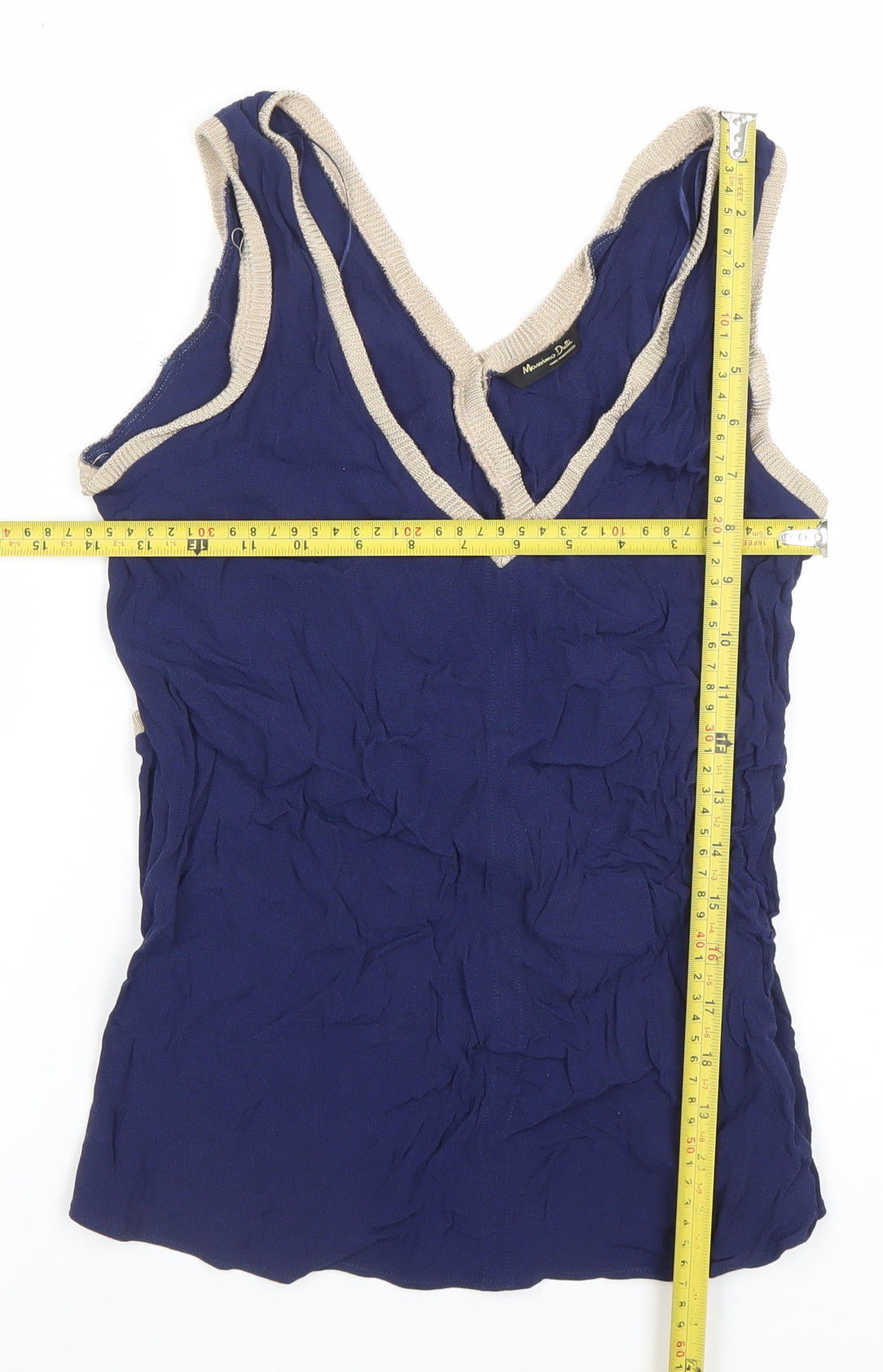 Massimo Dutti Women's Blue V-Neck Wrap Tank Top Size 12