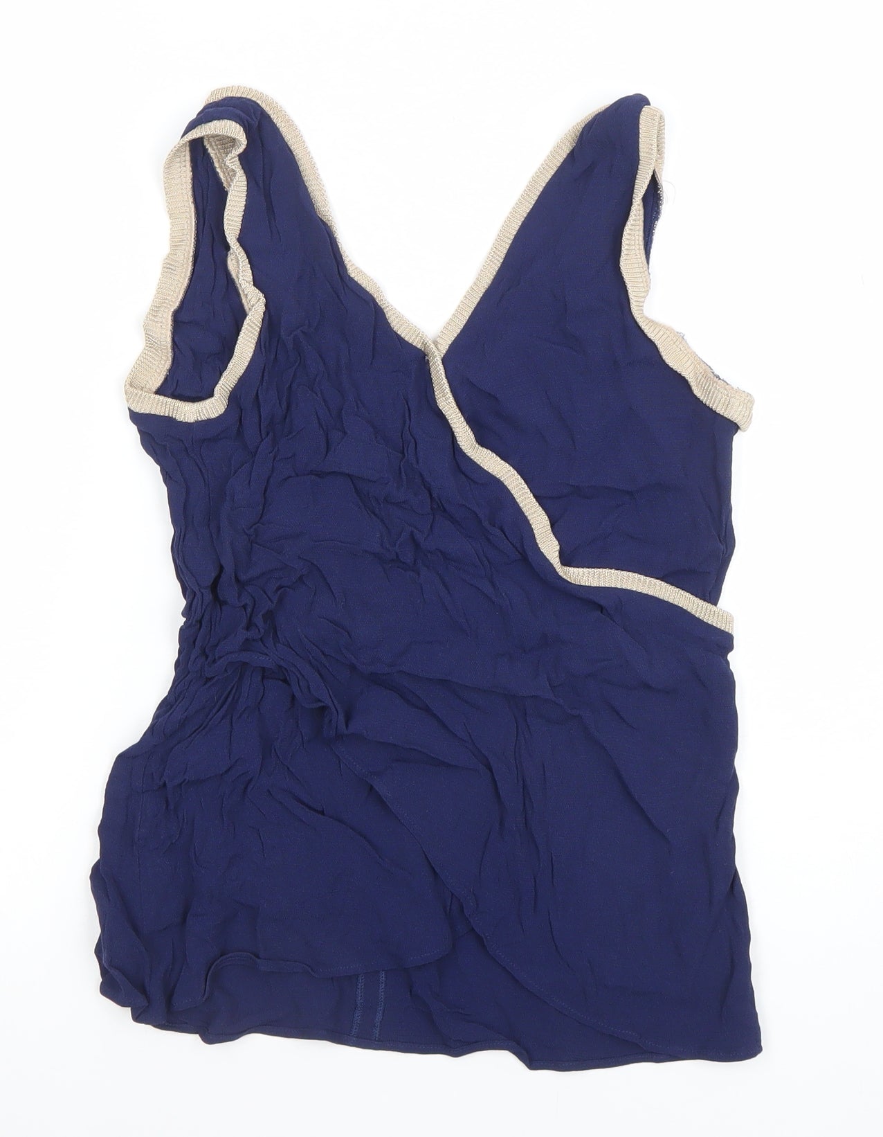 Massimo Dutti Women's Blue V-Neck Wrap Tank Top Size 12