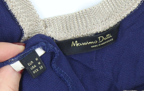 Massimo Dutti Women's Blue V-Neck Wrap Tank Top Size 12