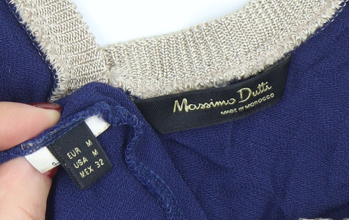 Massimo Dutti Women's Blue V-Neck Wrap Tank Top Size 12
