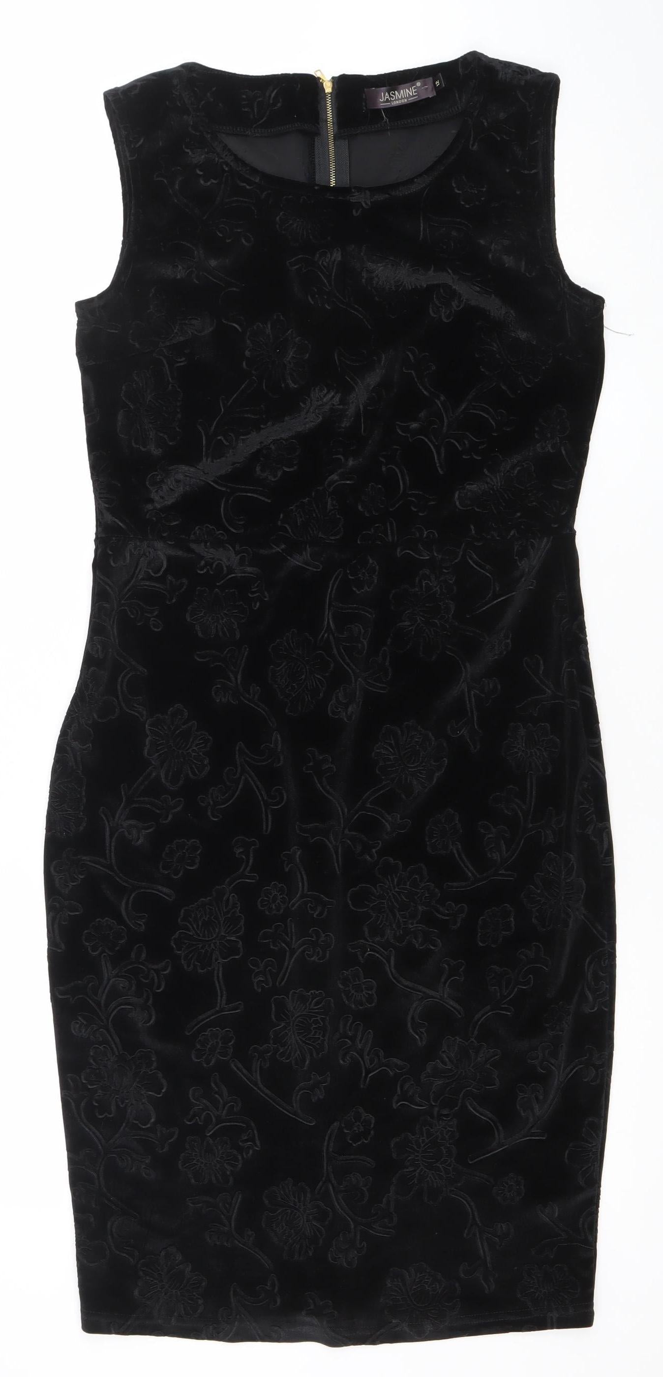 Jasmine London Women’s Black Velvet Sleeveless Sheath Dress Size 12