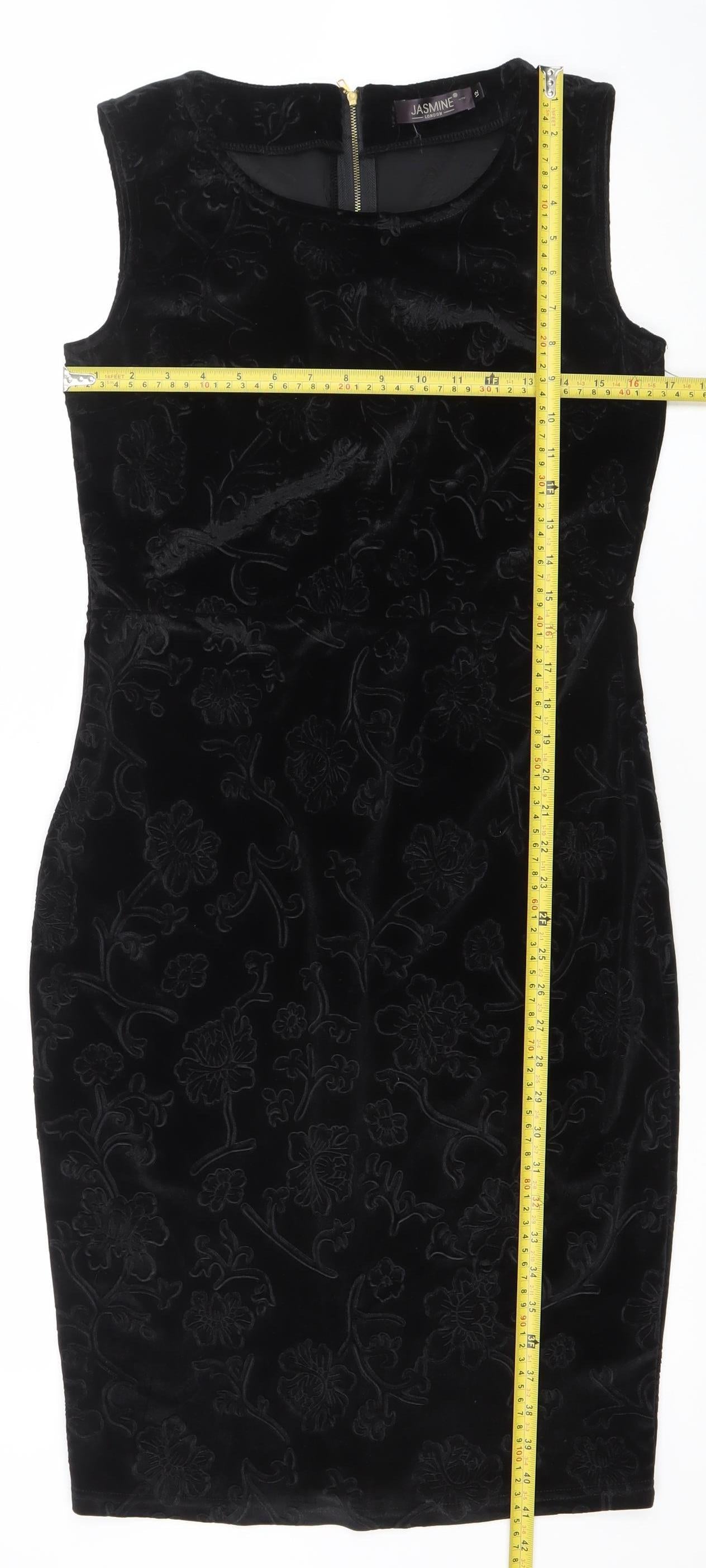 Jasmine London Women’s Black Velvet Sleeveless Sheath Dress Size 12