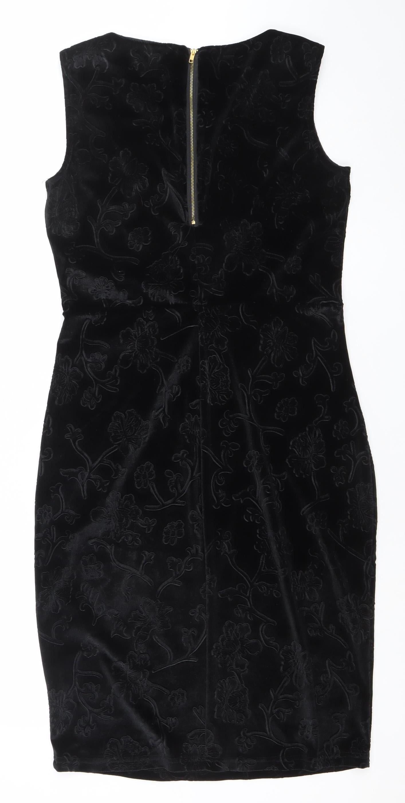 Jasmine London Women’s Black Velvet Sleeveless Sheath Dress Size 12