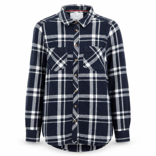 Front view of Matalan Women's Blue Checked Cotton Long Sleeve Button-Up Shirt, size 8
